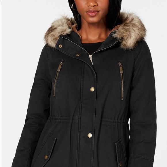 BCBGeneration Jackets & Blazers - BCBGenaration Hooded Faux-Fur-Trim Anorak.